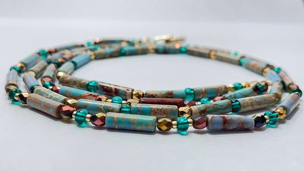 Jaspis turqoize  dubbele ketting