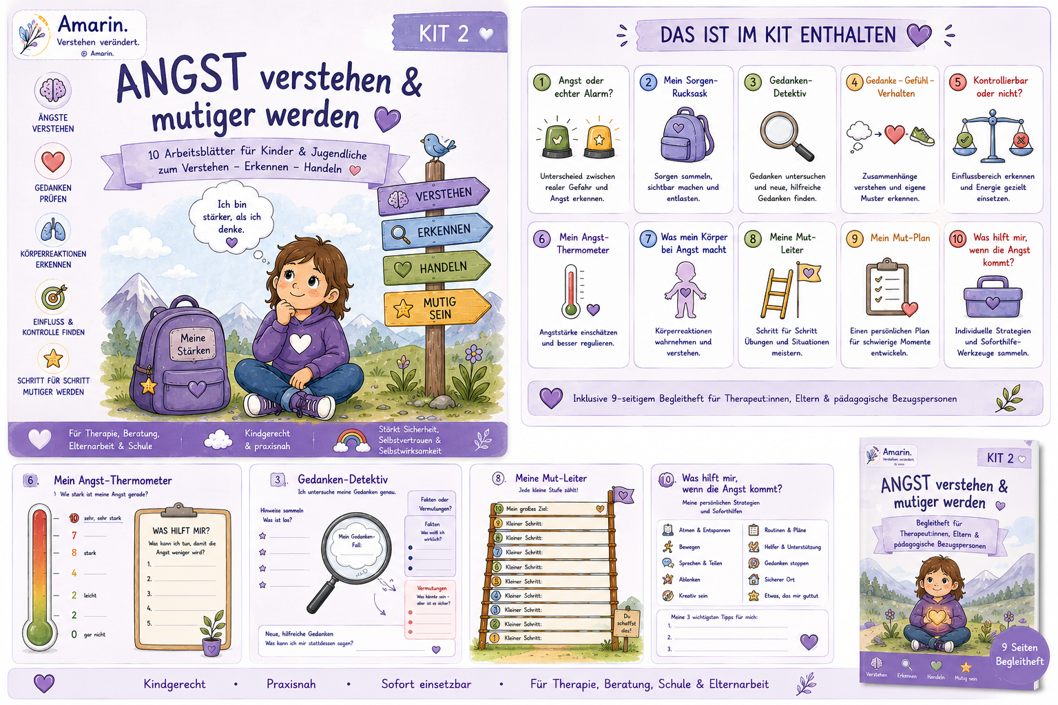 Angst & Sorgen – 10 psychologisch fundierte Arbeitsblätter für Kinder & Jugendliche