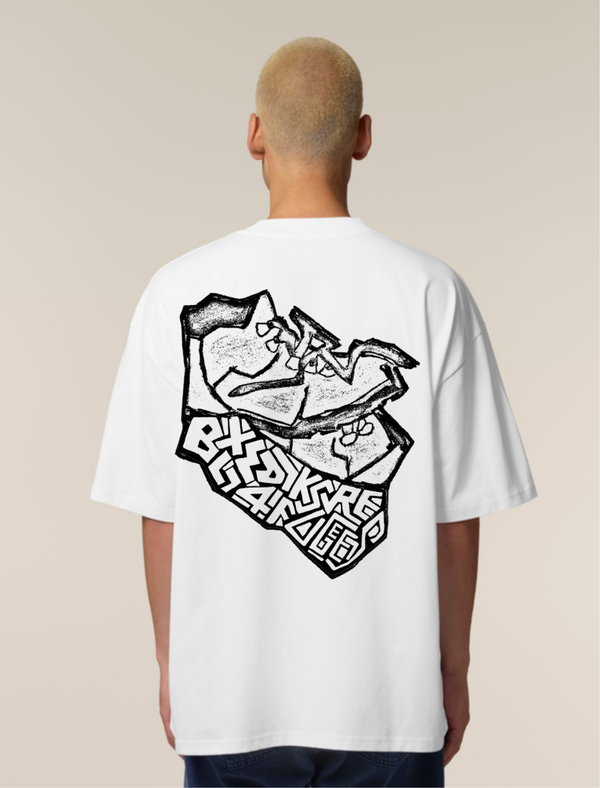 T-shirt Refugee-Walk 2026 - 'BXLWALKS4REFUGEES' — Oversized & white