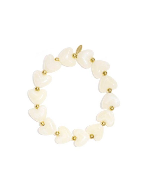 Hartjes kralen armband wit