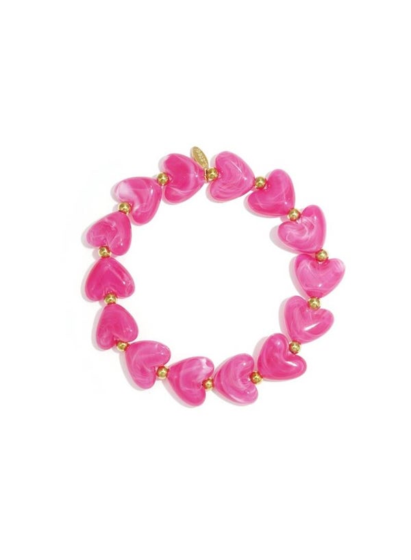 Hartjes armband kralen roze
