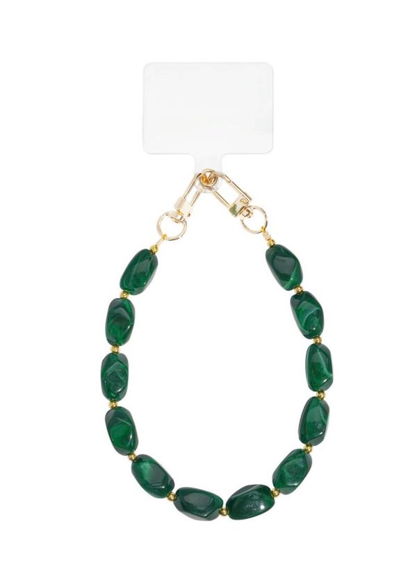 Telefoonkoord kralen donkergroen