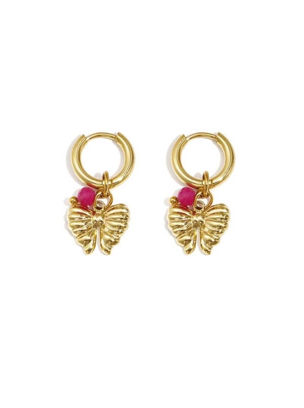 Oorbellen strikje roze