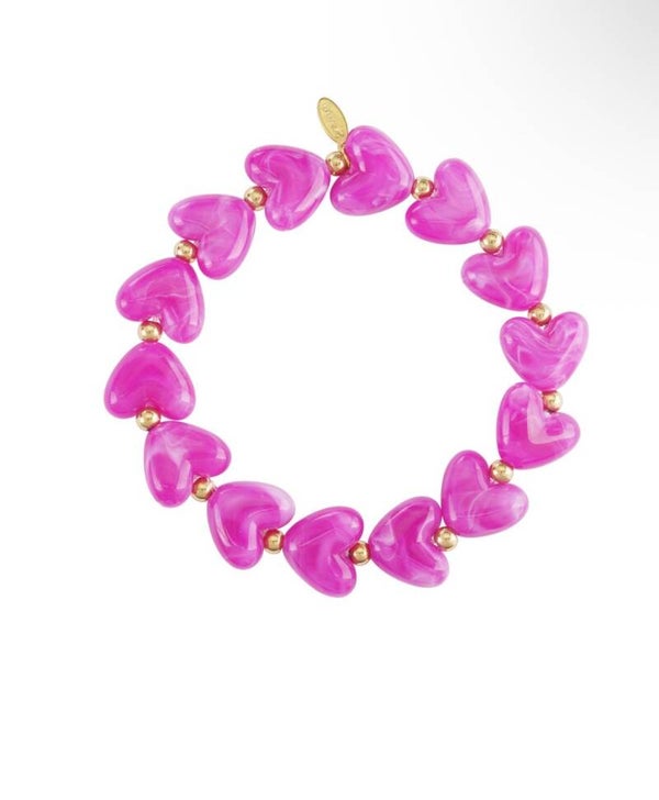 Hartjes armband kralen Ibiza roze