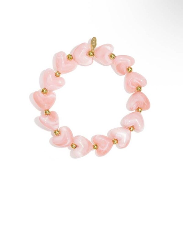 Hartjes kralen armband licht roze