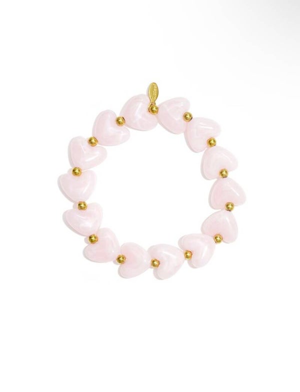 Hartjes kralen armband baby pink