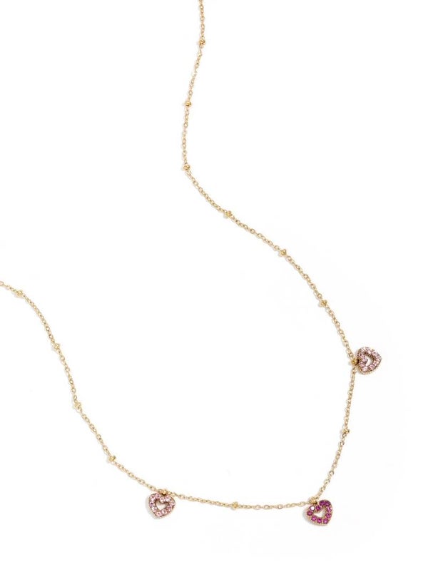 Ketting hartjes pink