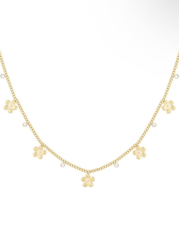 Ketting gleaming flower goud
