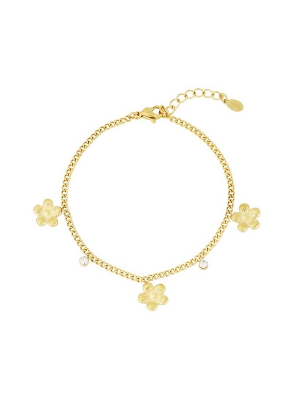 Armband flower gleaming goud