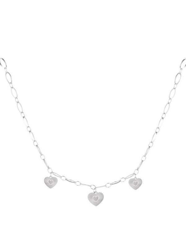 Ketting drie hartjes zilver