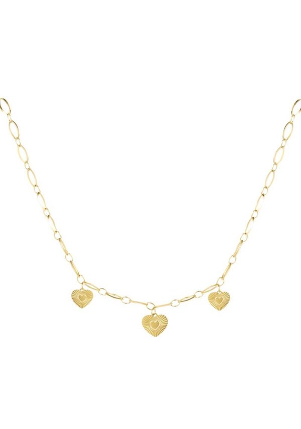 Ketting drie hartjes goud