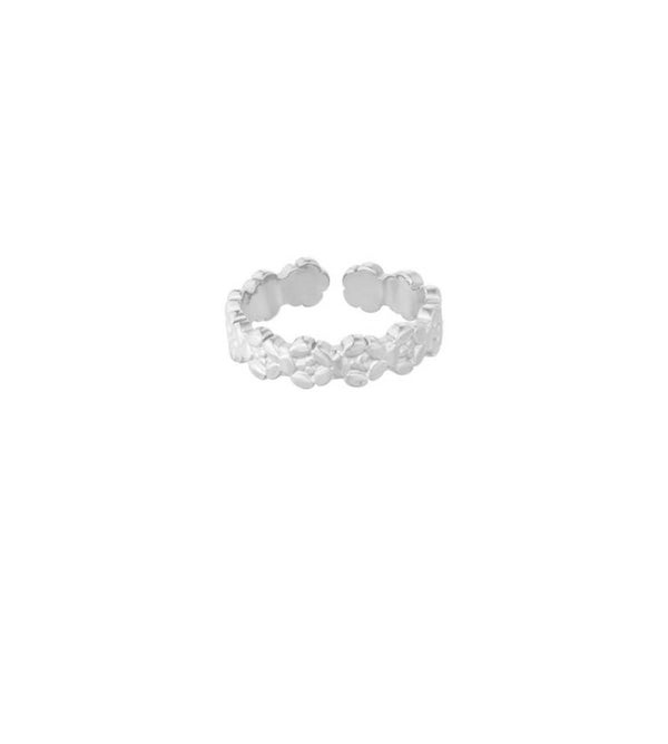 Ring flower zilver