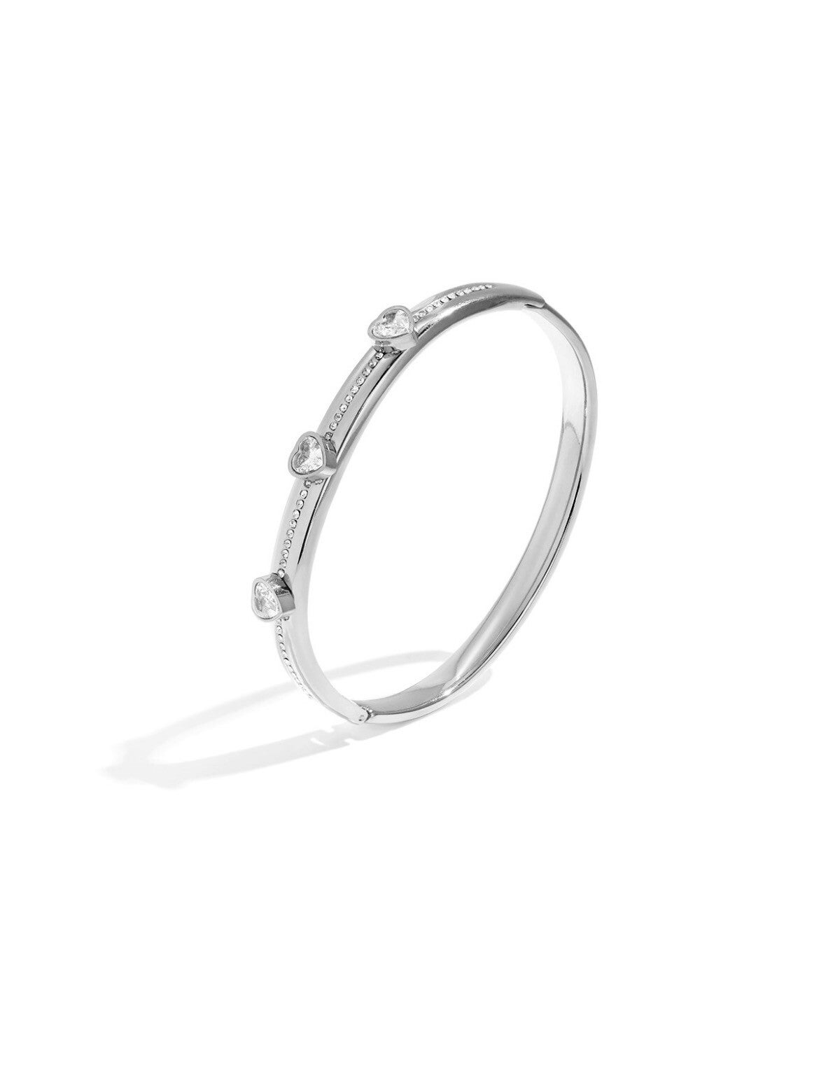 Bangle diamond hart zilver