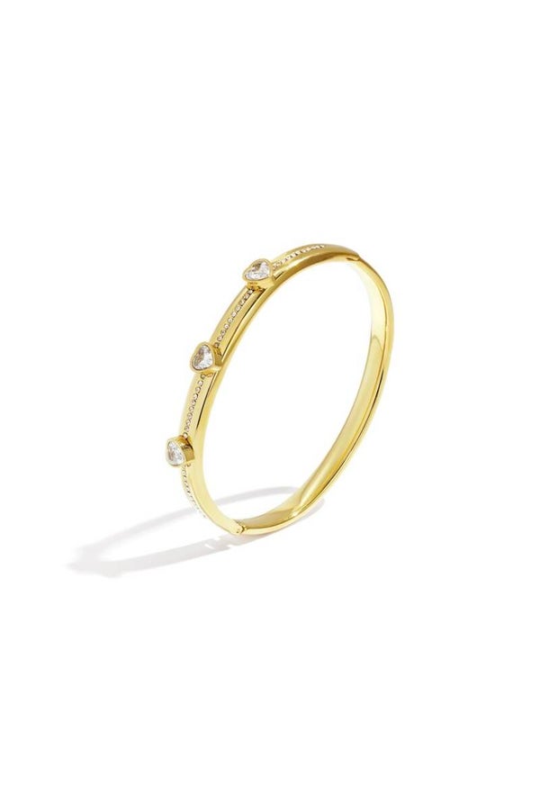 Bangle diamond hart goud