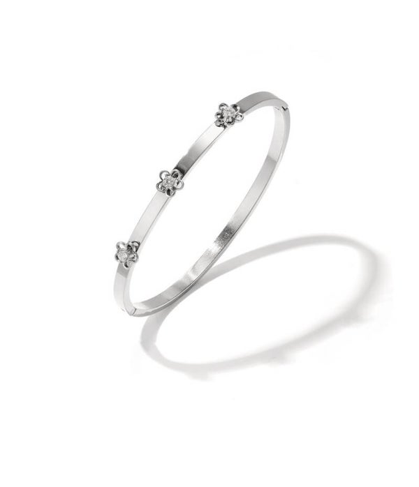 Bangle parel bloem zilver