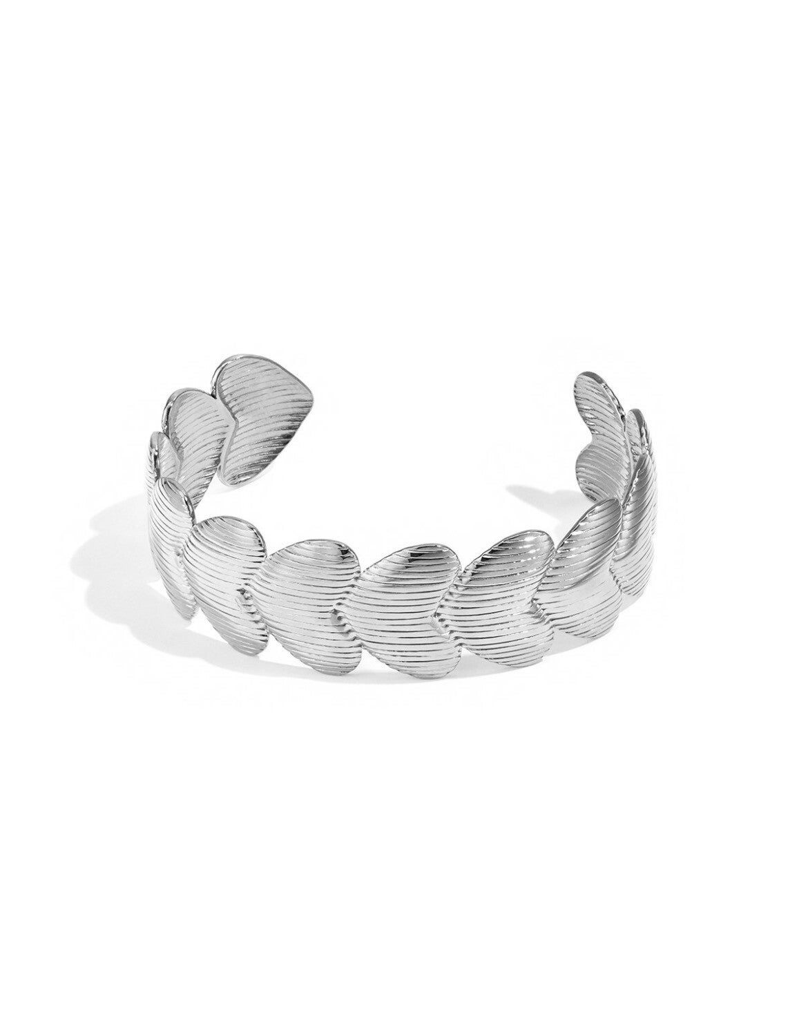 Bangle gestreepte harten zilver