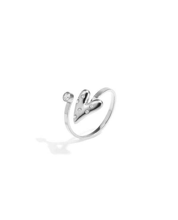 Ring hartje diamant zilver