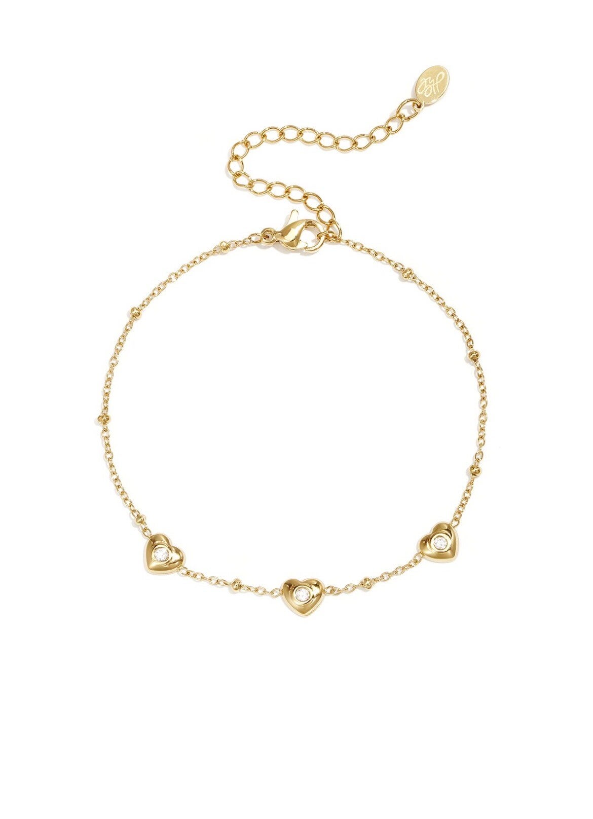 Armband hartjes met diamantjes goud