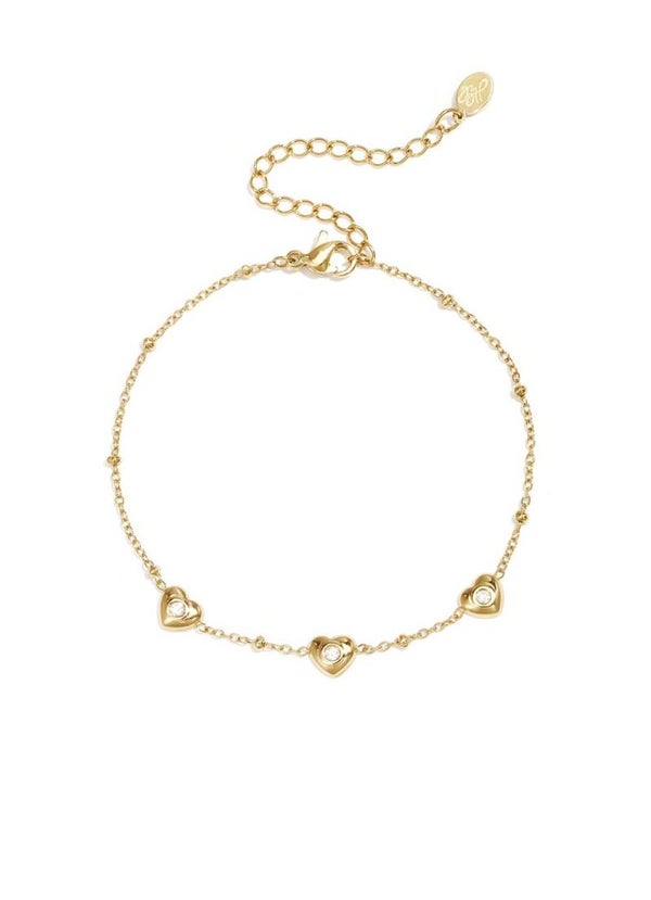 Armband hartjes met diamantjes goud