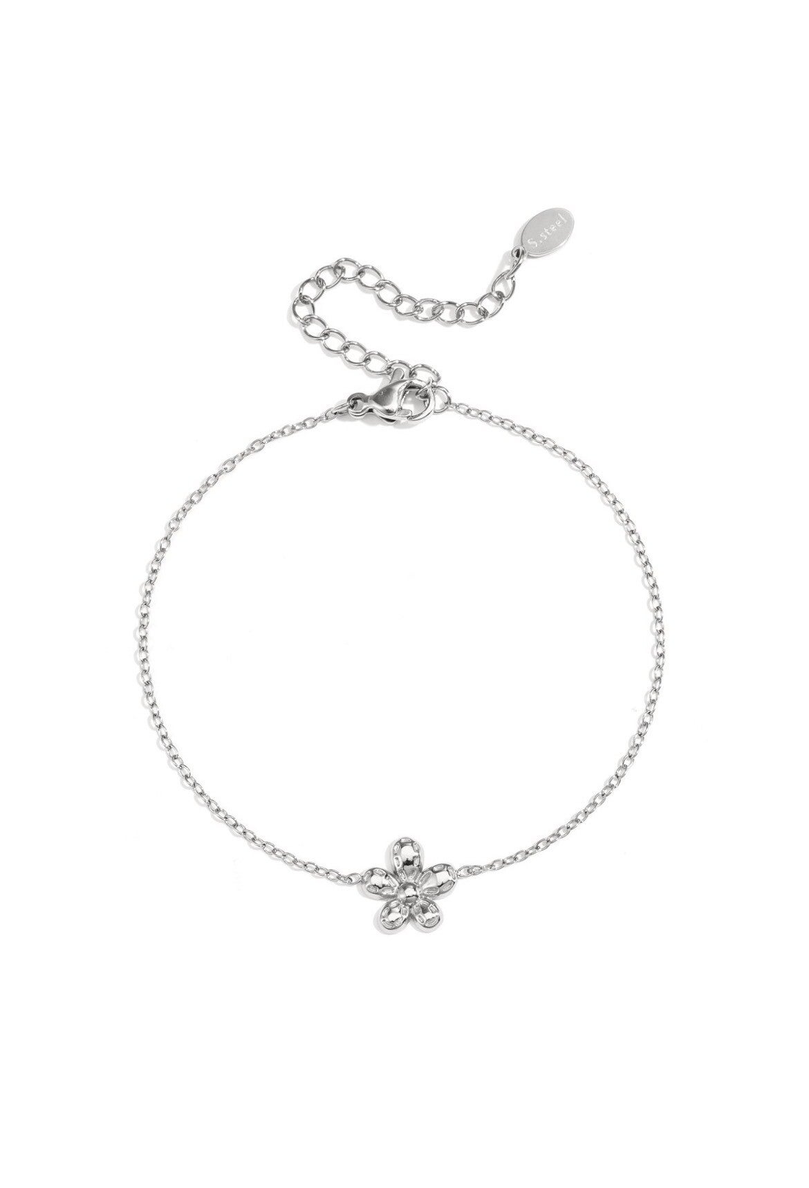 Armband minimalistisch bloemetje zilver