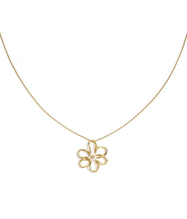 Ketting long flower goud