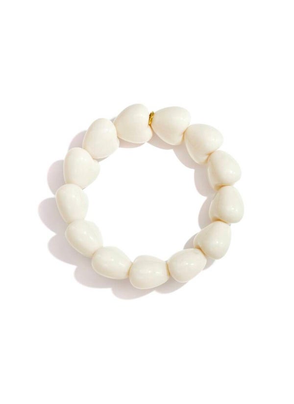 Armband 13 kleine hartjes Crème