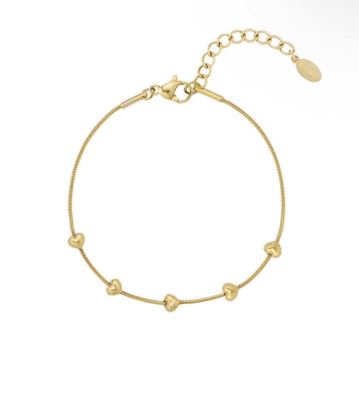 Armband hartjes goud