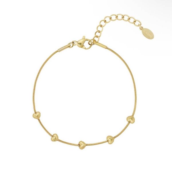 Armband hartjes goud