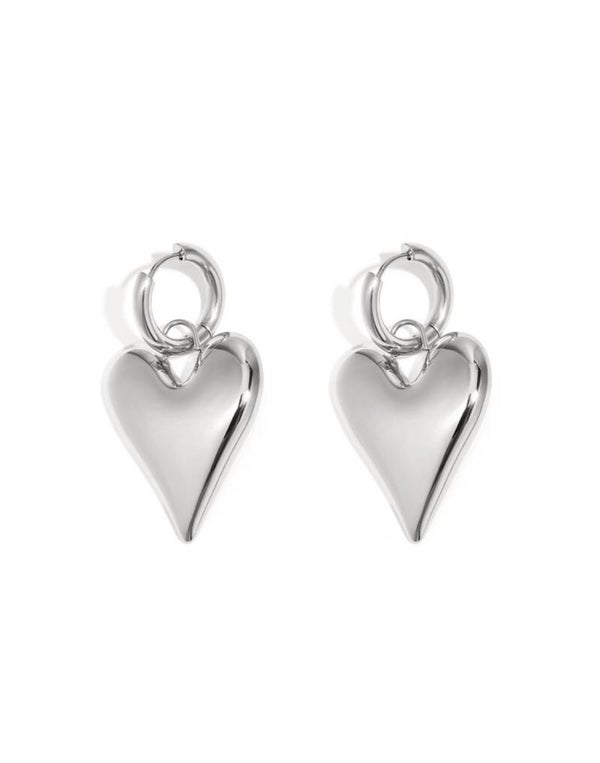 Oorbellen big heart zilver