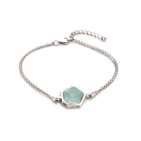 Bracelet Agate - Aqua Argent 925