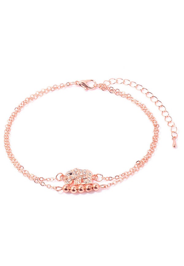 Bracelet de cheville motif éléphant couleur or rose