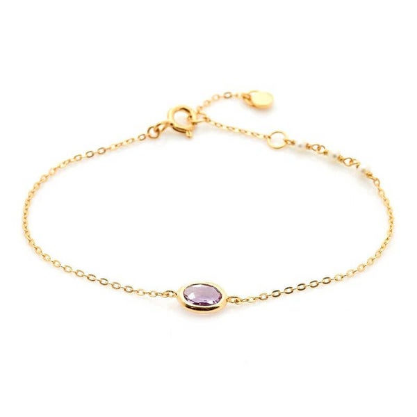 Bracelet en argent doré 925/1000 orné d'une améthyste