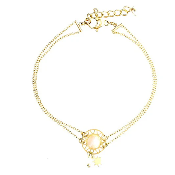 Bracelet femme double chaîne pierre naturelle Pierre de lune