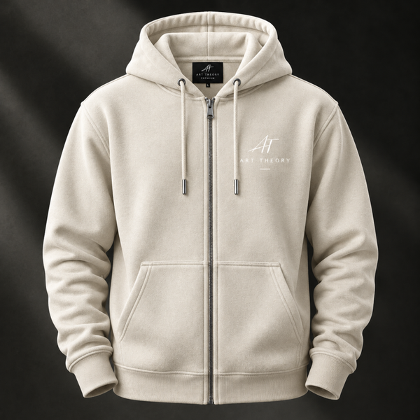Art Theory Zip-Up Hoodie Cream-White