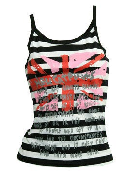 [28028]  Zwart/wit gestreepte top met opdruk