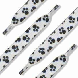 [21025]  Witte schoenveters met zwarte pootafdrukken