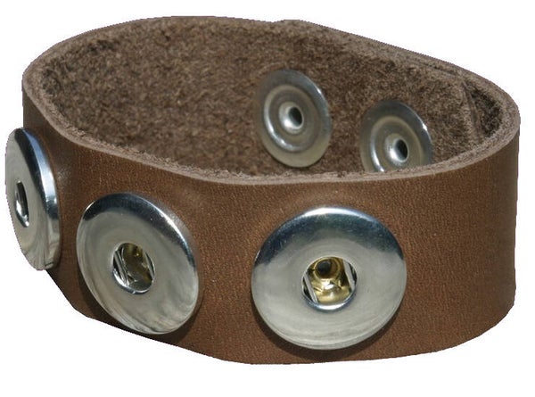 [22012]  Bruine leren armband voor 3 chunks 