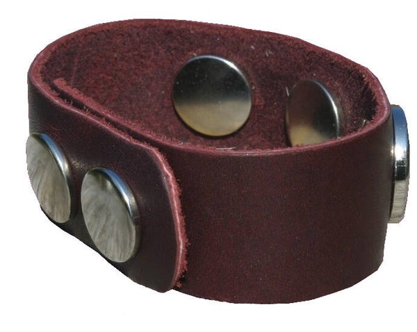 [22022]  Donkerbruine leren armband voor 3 chunks 