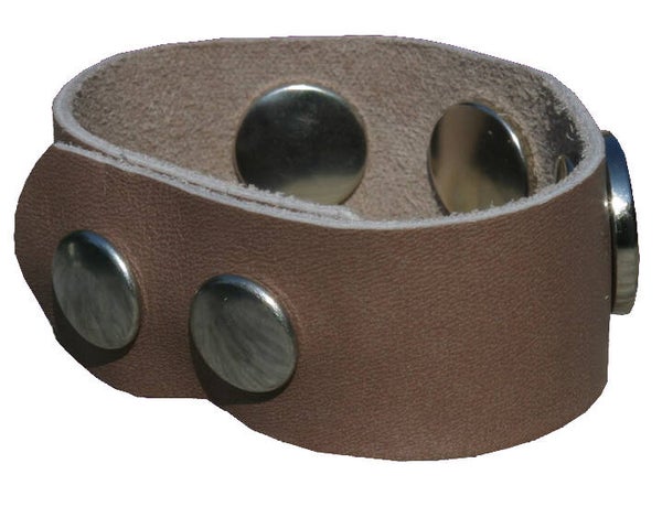 [22023]  Lichtbruine leren armband voor 3 chunks 
