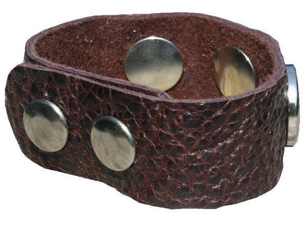 [22026]  Donkerbruine leren armband voor 3 chunks 