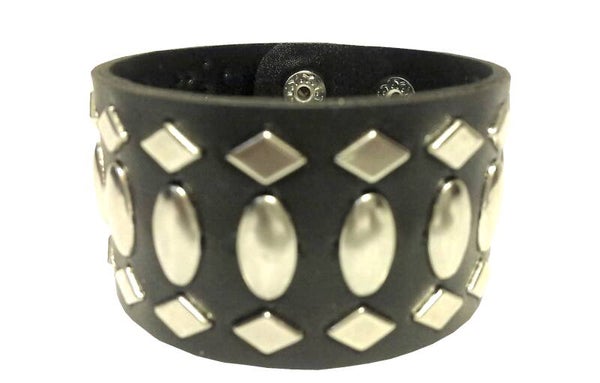 [3025]  Zwarte kunstleren armband