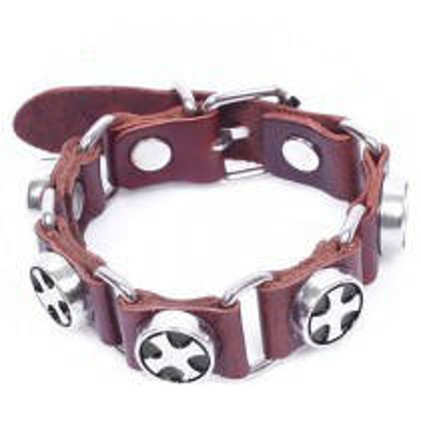 [3038]  Bruine leren armband met gesp
