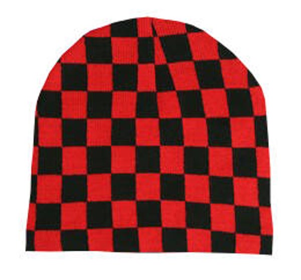 [24007]  Zwart/rood geblokte beanie