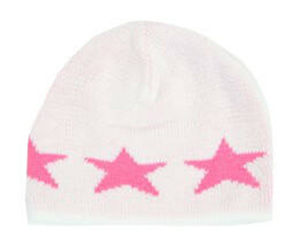 [24019]  Witte beanie met roze sterren