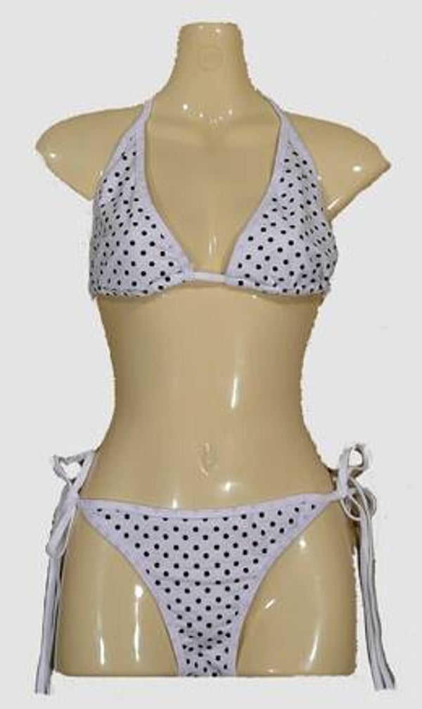 [45018]  Witte bikini met zwarte stippen