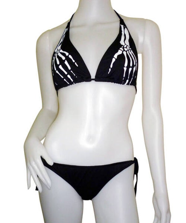 [45059]  Zwarte bikini met skelethanden