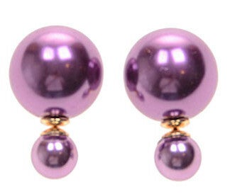 [10052]  Double dots oorbellen paars 