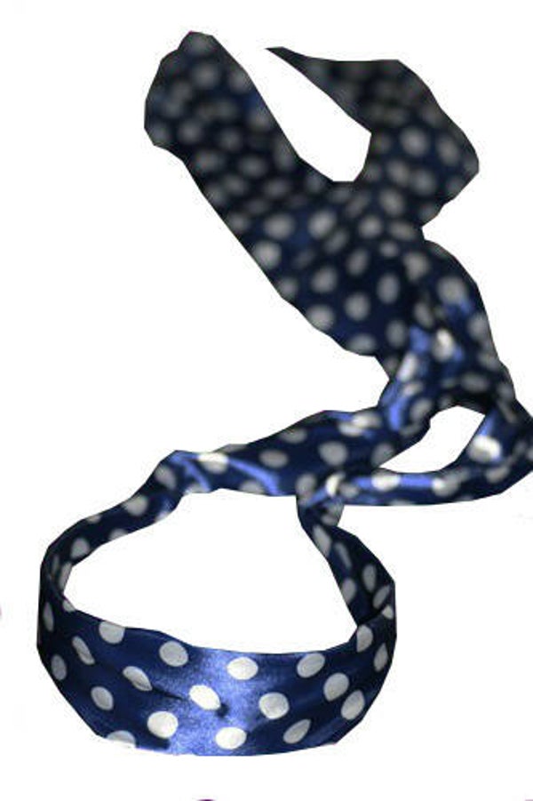 [47007]  Haarband donkerblauw met witte stippen