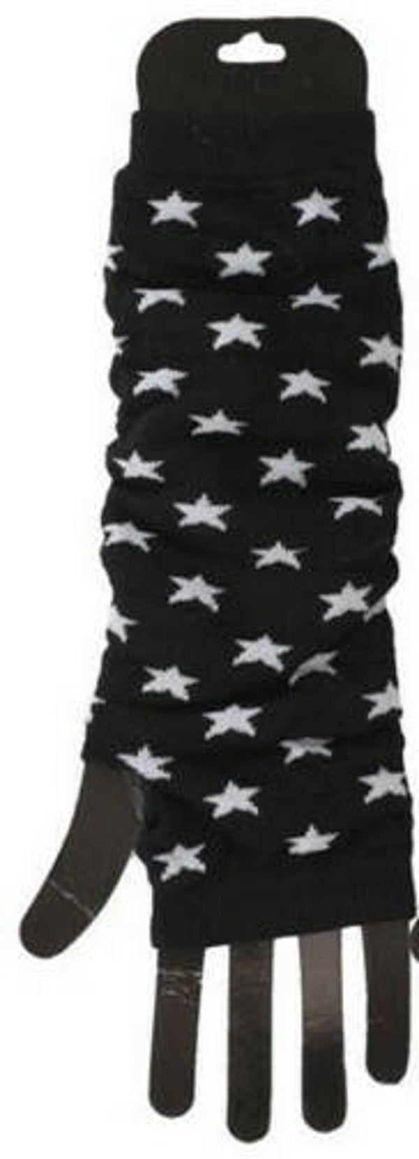 [46006]  Zwarte armwarmers met witte sterren