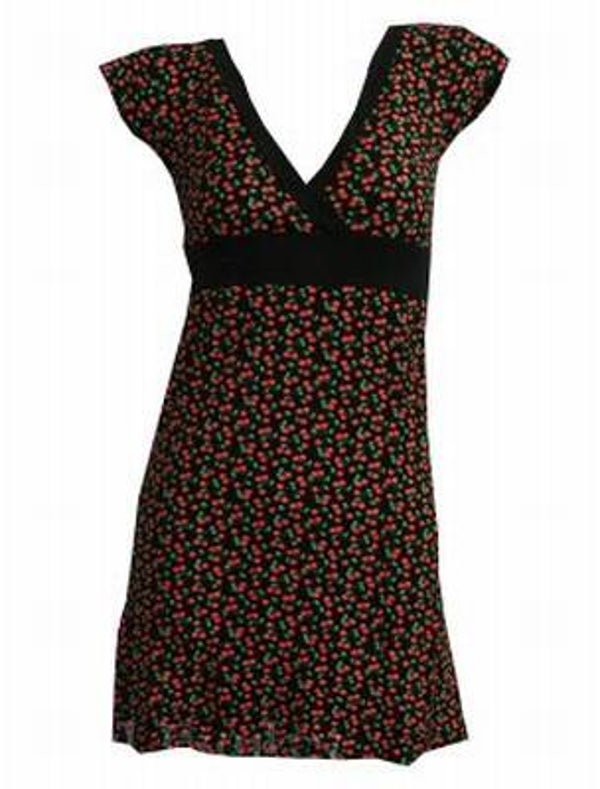 [17017]  Zwart jurkje/tuniek met kersenprint